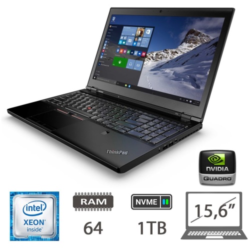 LENOVO P50 XEON E3 1535M-V5/64/NVME1TB/W10P/2Y