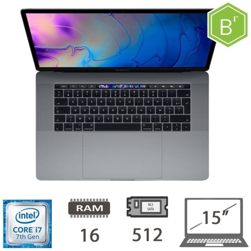 MBP 15,4 T.BAR(2017)I7-7700HQ/16/512/SG/2Y - B