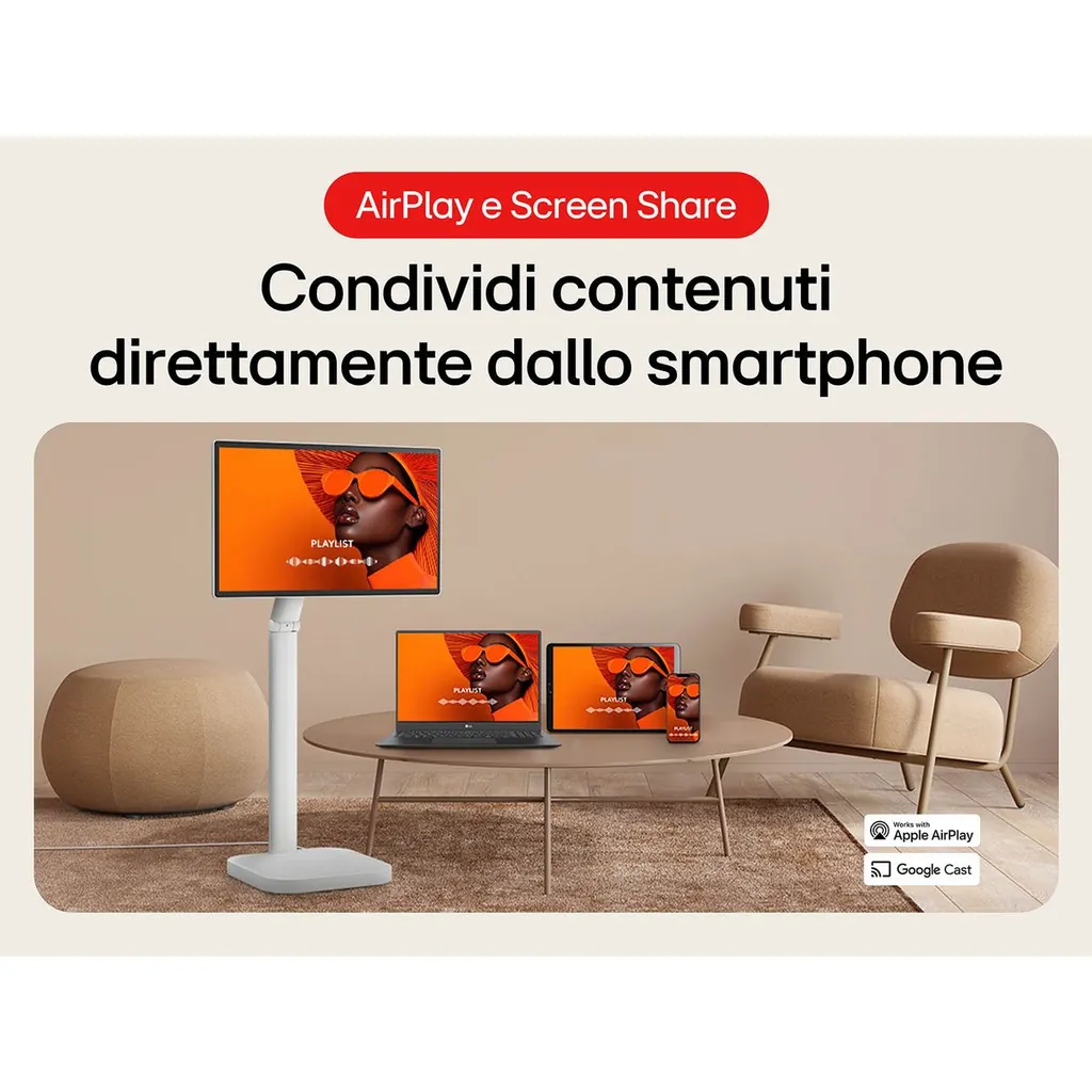 LG SWING 31,5 4k 16:9 IPS TOUCH base con rotelle - immagine 6