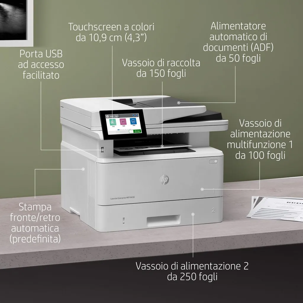 HP LJ ENT MFP M430F FAX 40PPM F/R ETH USB 1YW - immagine 30