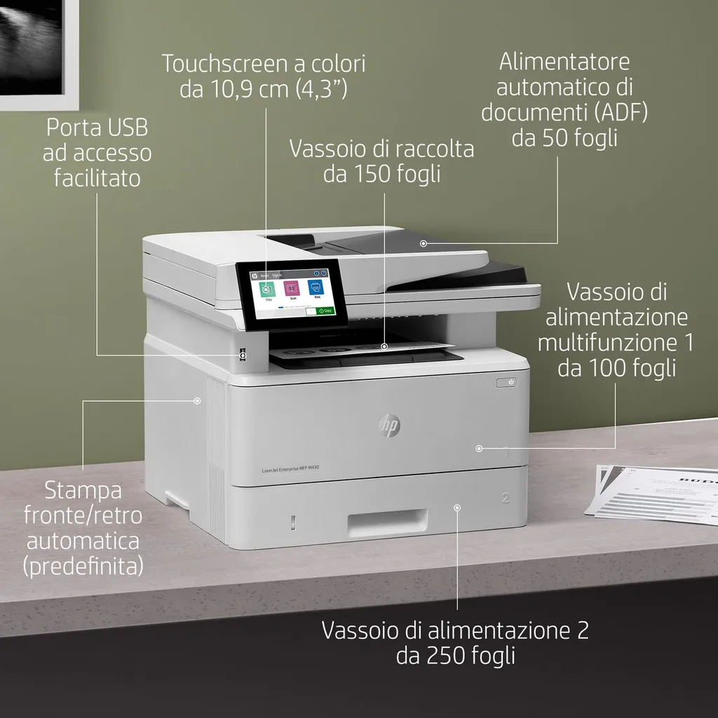 HP LJ ENT MFP M430F FAX 40PPM F/R ETH USB 1YW - immagine 42
