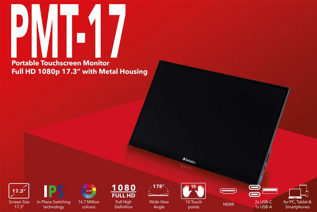 VERBATIM PMT-17 MONITOR PORTATILE TOUCH 17.3 FHD - immagine 7