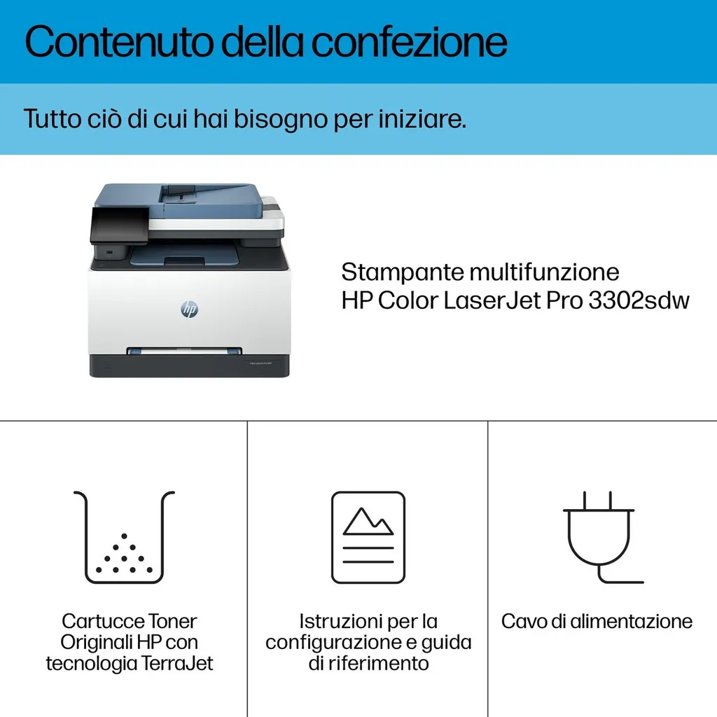 HP CLR LJ PRO MFP 3302SDW 25PPM ETH WF F/R ADF 1YR - immagine 3