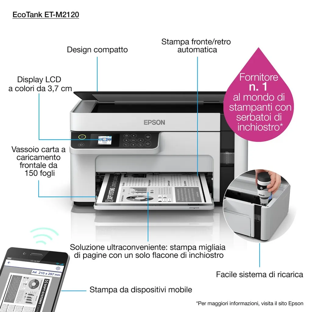 MULTIFUNZIONE INKJET - ET-M2120 A4 - B/N - immagine 52