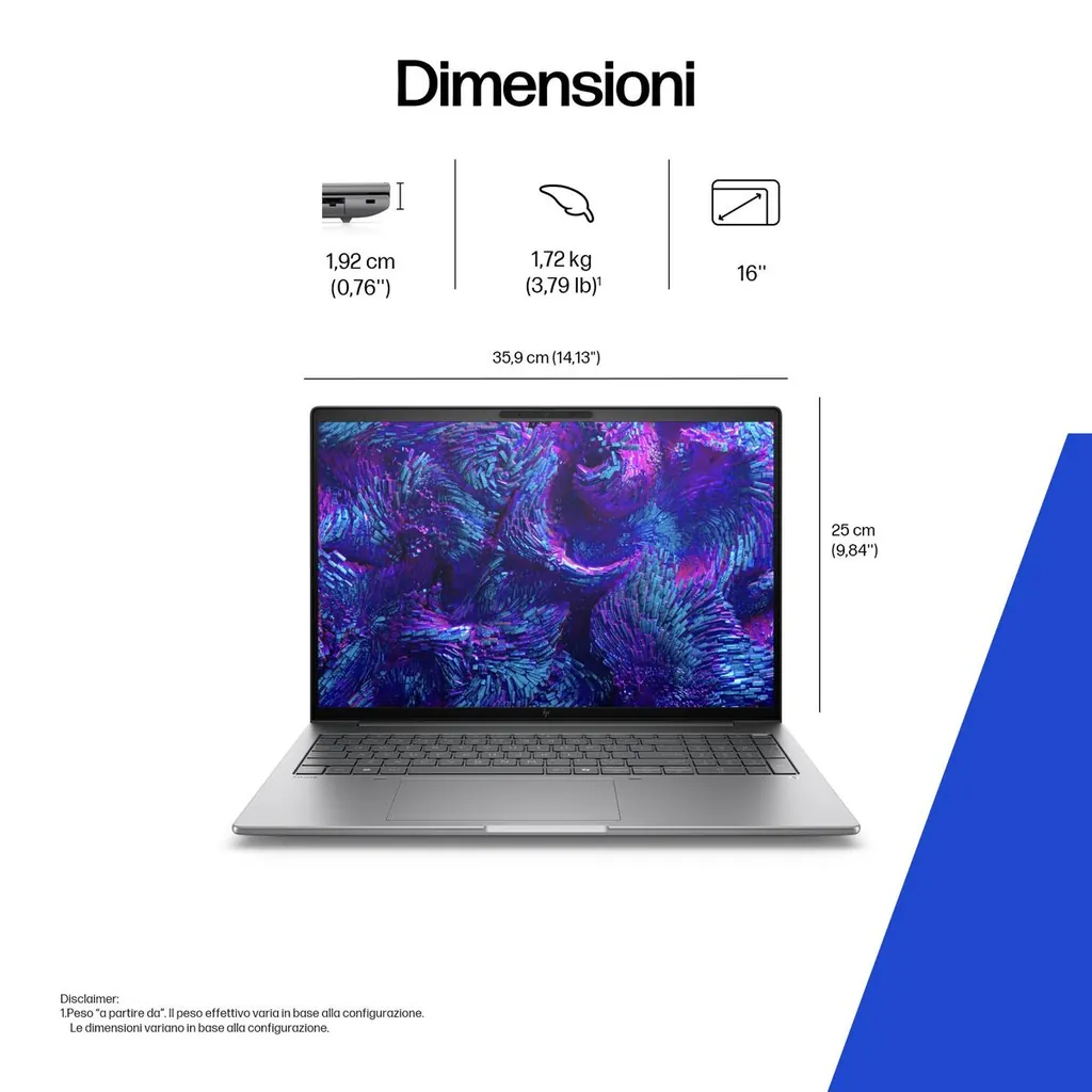 ZBOOK 8 16T G1I ULTRA7 255H 32/1 RTX500 W11P 3YOFF - immagine 5