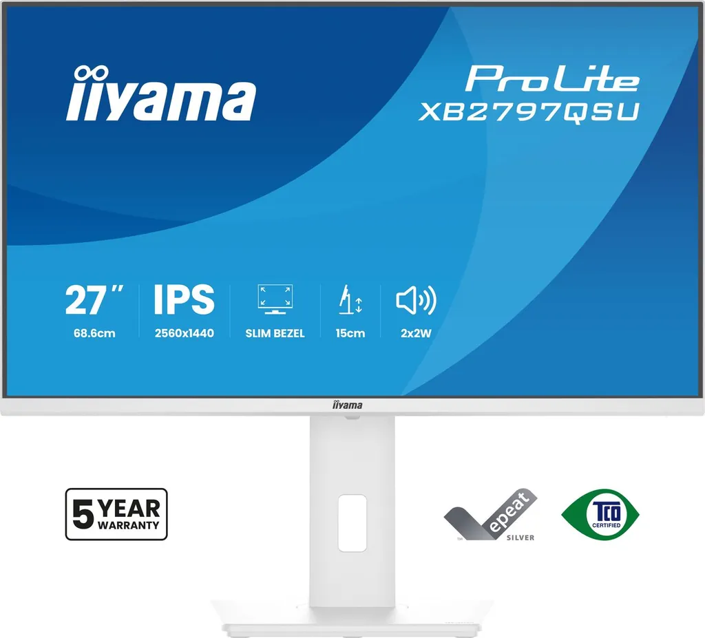 27 WHITE IPS 2560x1440 2xHDMI DP HUB USB MULTIMED - immagine 2